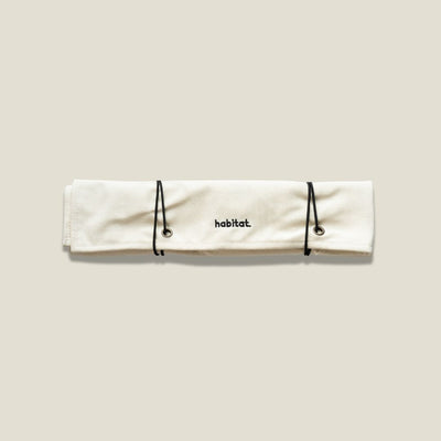 Habitat Canvas Knife Roll - 6 Slot - White With Enamel Pins - detail view