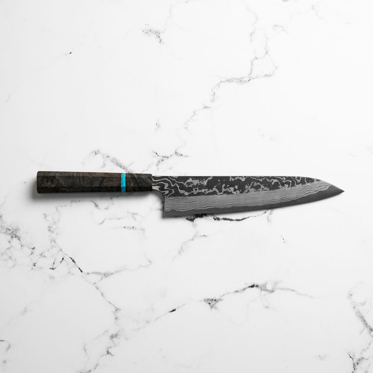 Hatsukokoro SLD Kurouchi Damascus Gyuto 240mm - Maple Turquoise
