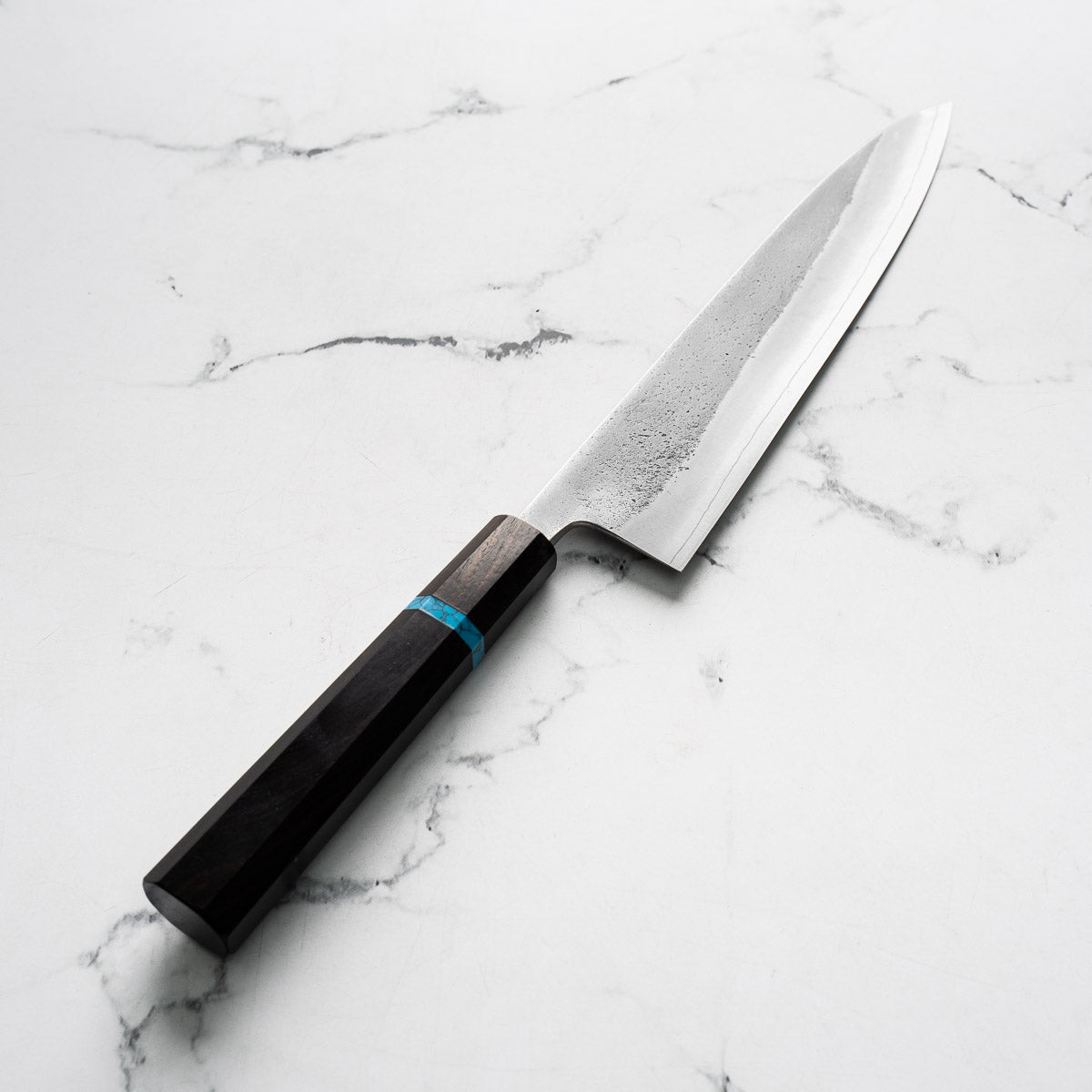 Yoshikane Hamono (Hatsukokoro) SKD Nashiji Gyuto 210mm - Ebony Turquoise