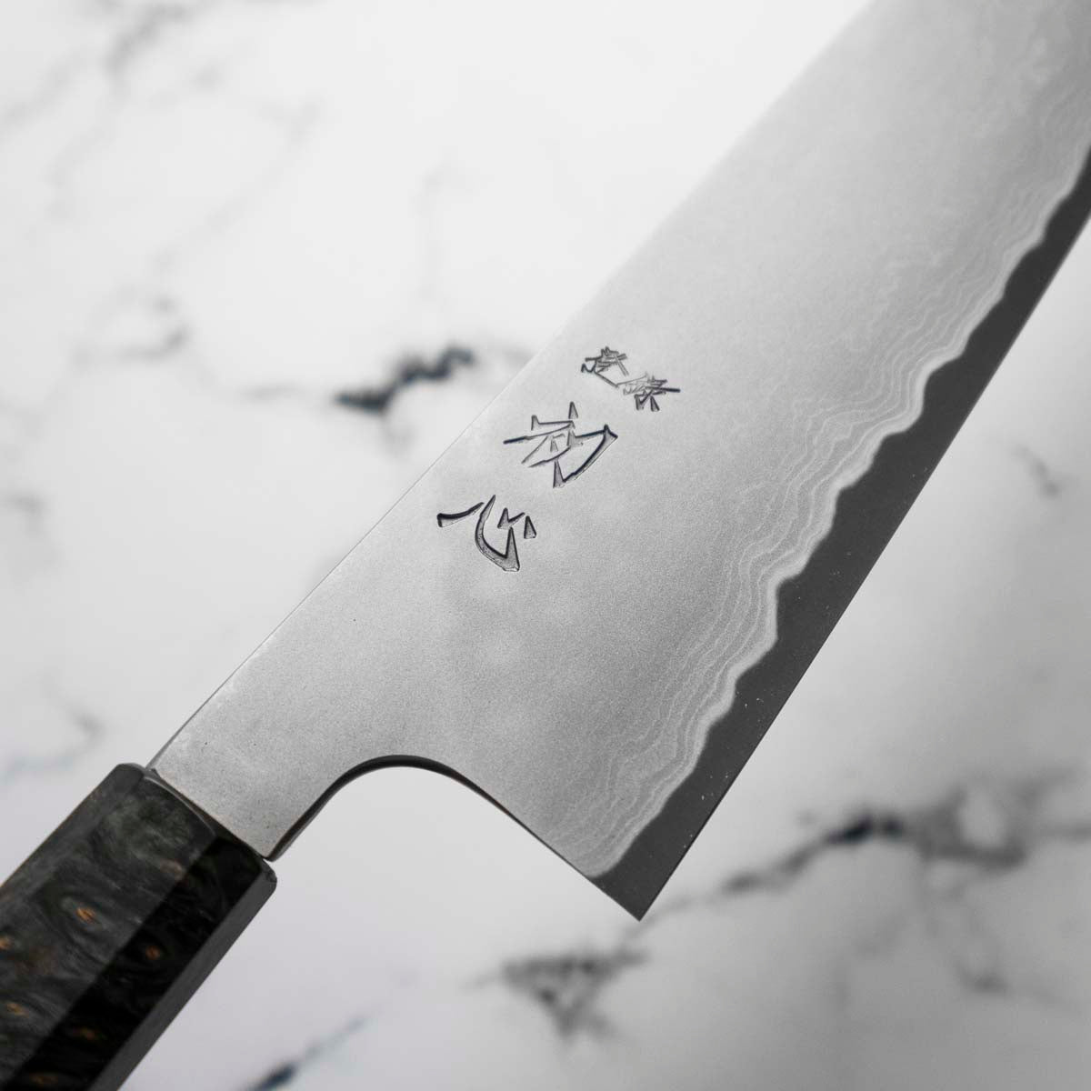 Hatsukokoro Blue 1 Damascus Gyuto 210mm - Turquoise