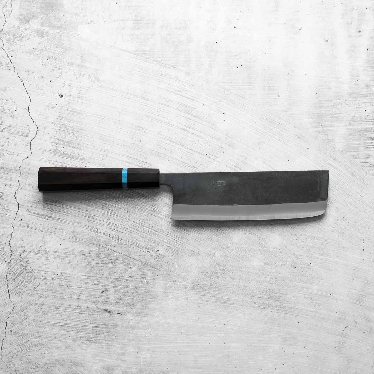 Seido "Kuro" x Tadafusa White 2 Kurouchi Nakiri 165mm - Ebony Turquoise