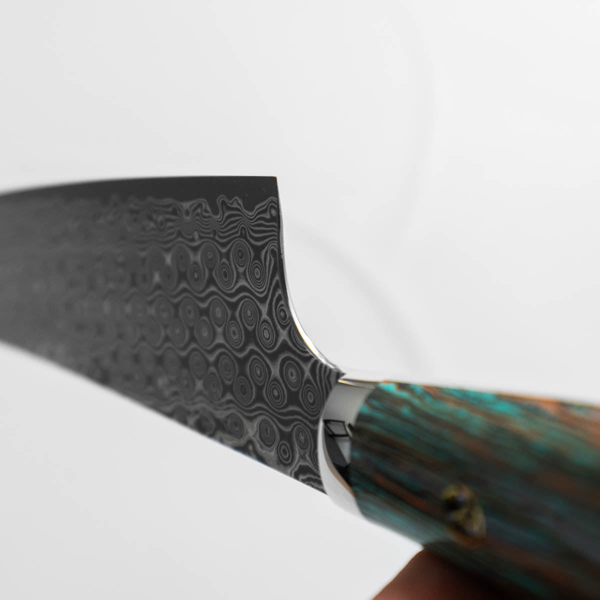 Nigara Hamono SG2 Raindrop Damascus Kiritsuke 210mm - Turquoise