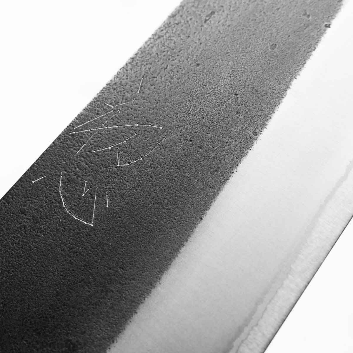 Yoshikane (Hatsukokoro) White 2 Kurouchi Nashiji SSClad Kiritsuke 210mm - Bubinga