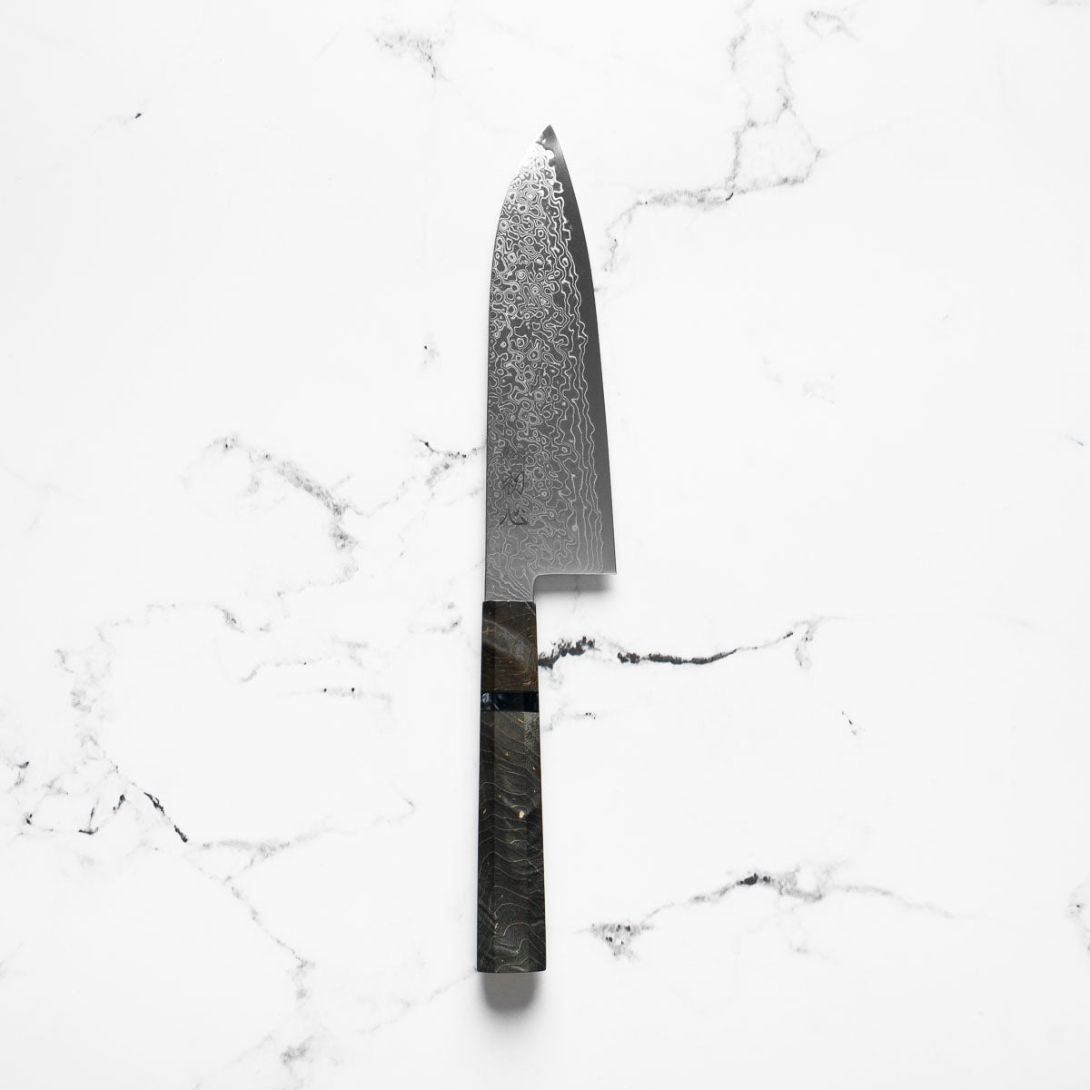 Hatsukokoro Ryuhyo SG2 Damascus Santoku 180mm - Dark Maple
