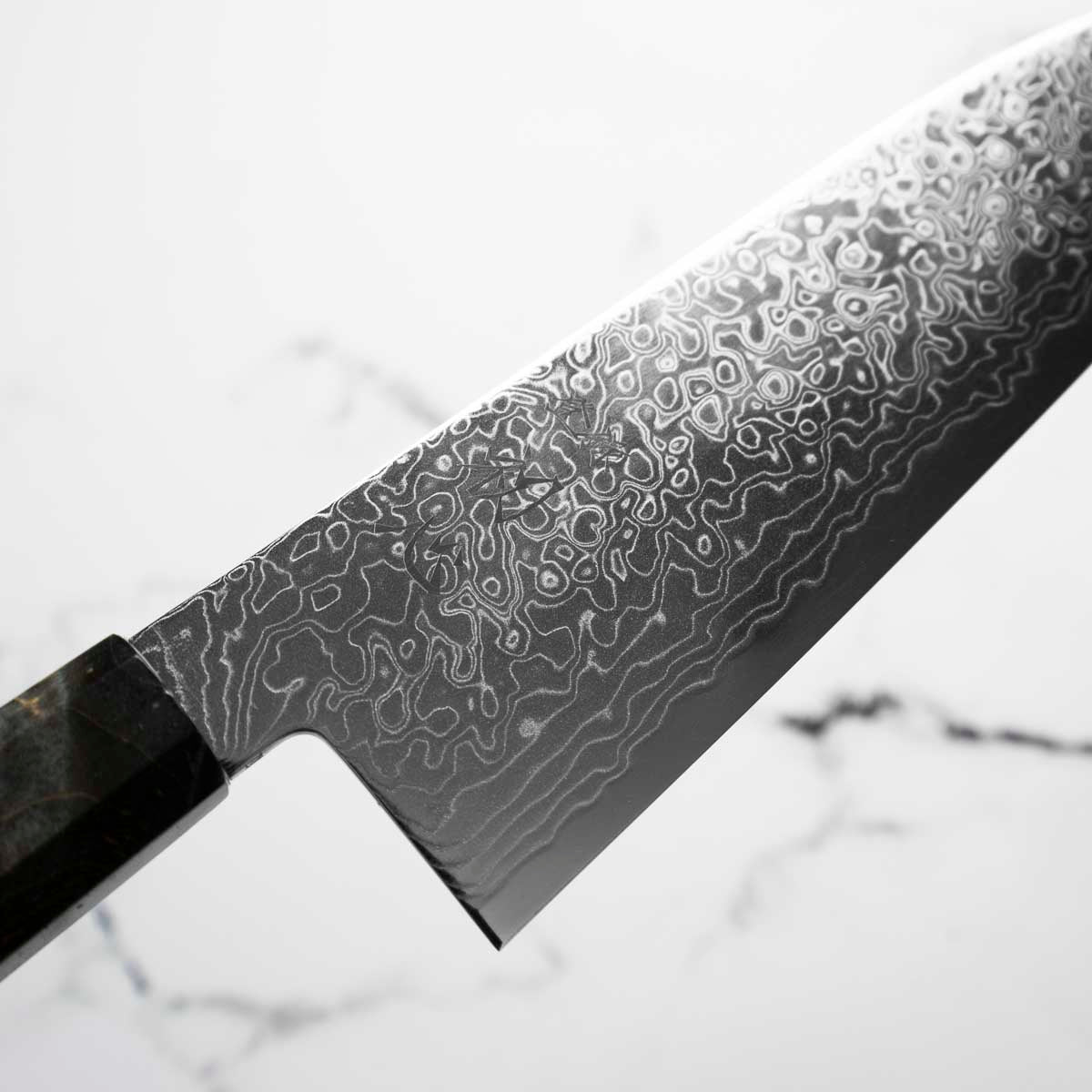 Hatsukokoro Ryuhyo SG2 Damascus Santoku 180mm - Dark Maple