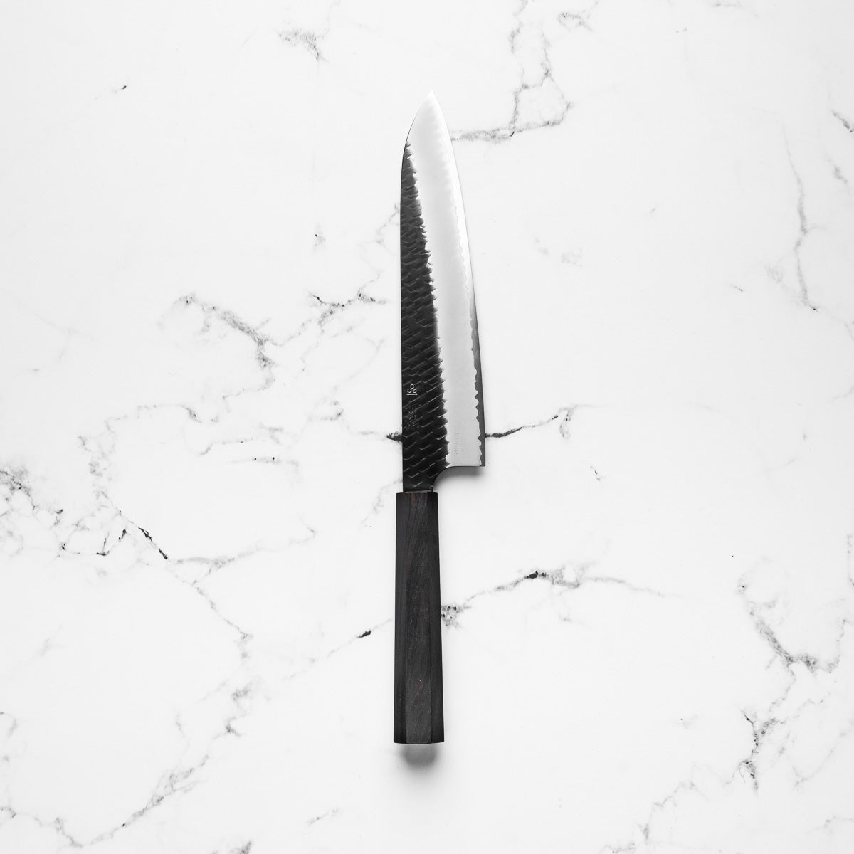 Nigara Hamono SG2 Kurouchi Tsuchime Gyuto 240mm - Ebony - blade detail