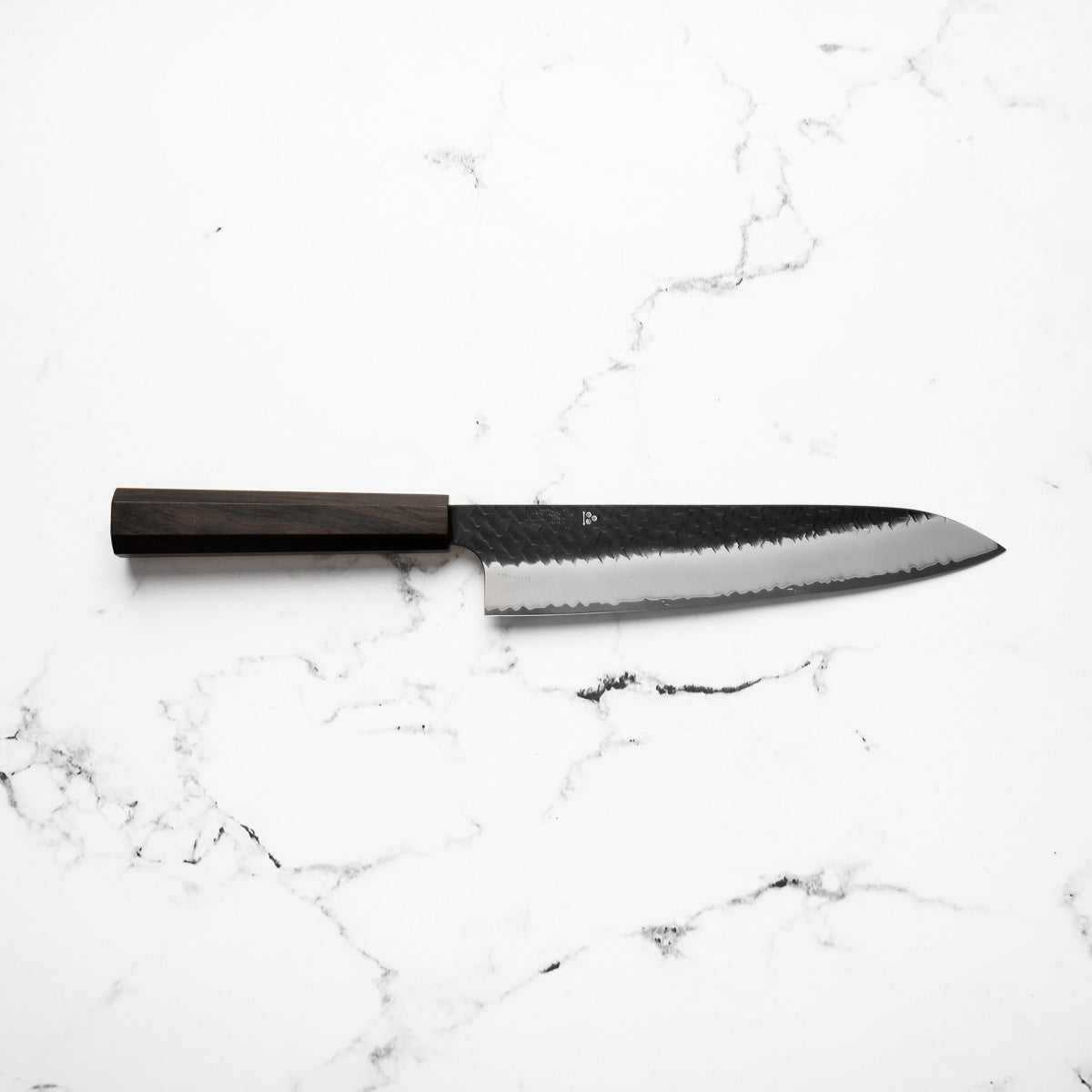 Nigara Hamono SG2 Kurouchi Tsuchime Gyuto 240mm - Ebony - handle detail