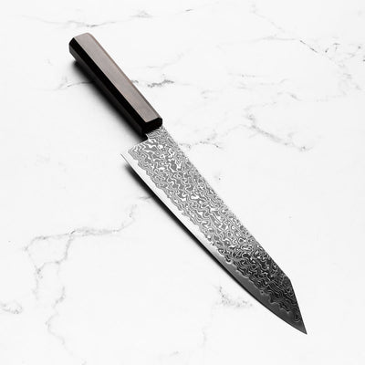 Hatsukokoro Ryuhyo Kurozome SG2 Damascus Kiritsuke Gyuto 210mm - Ebony