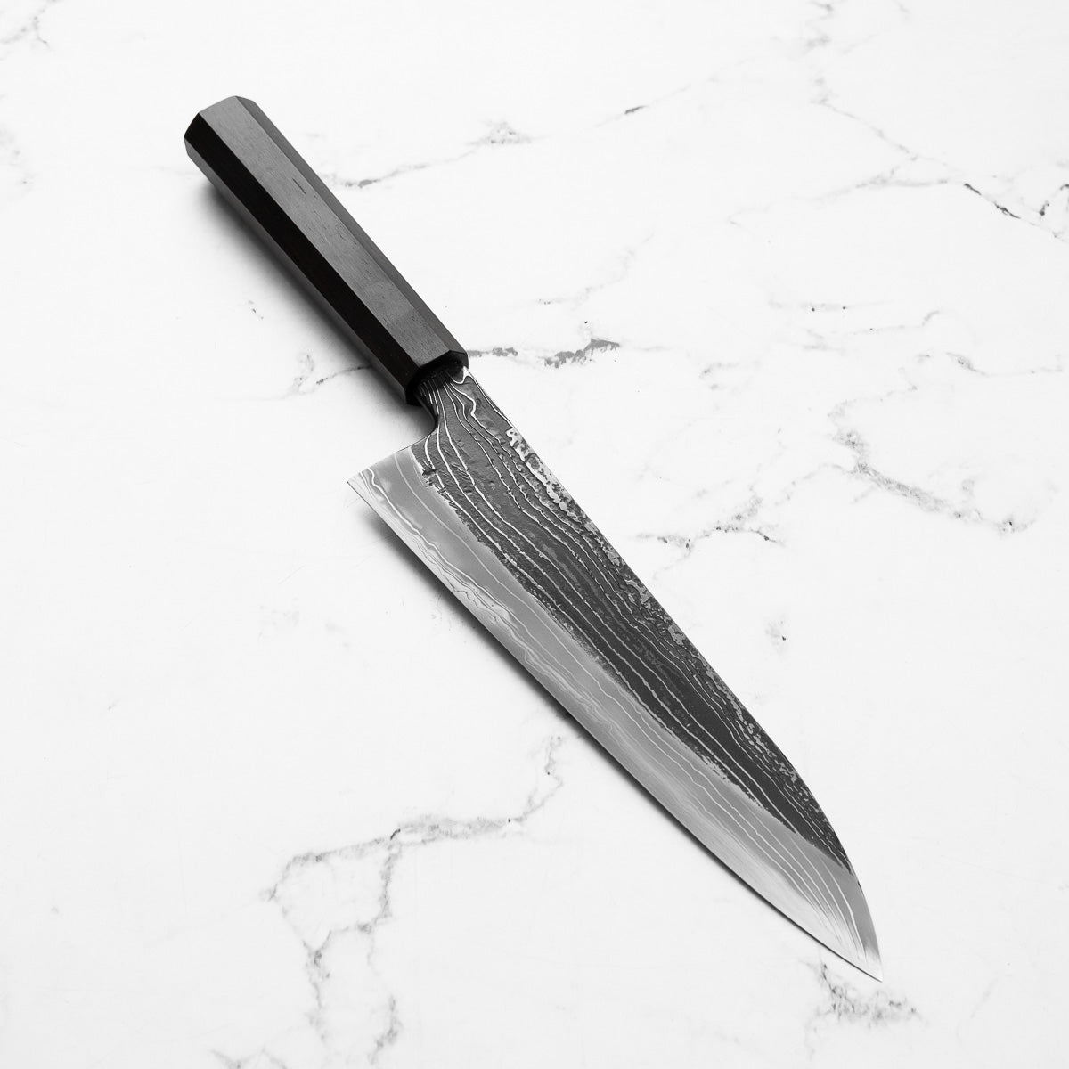 Masuda Blue 1 Damascus Kurouchi Gyuto 225mm - Ebony