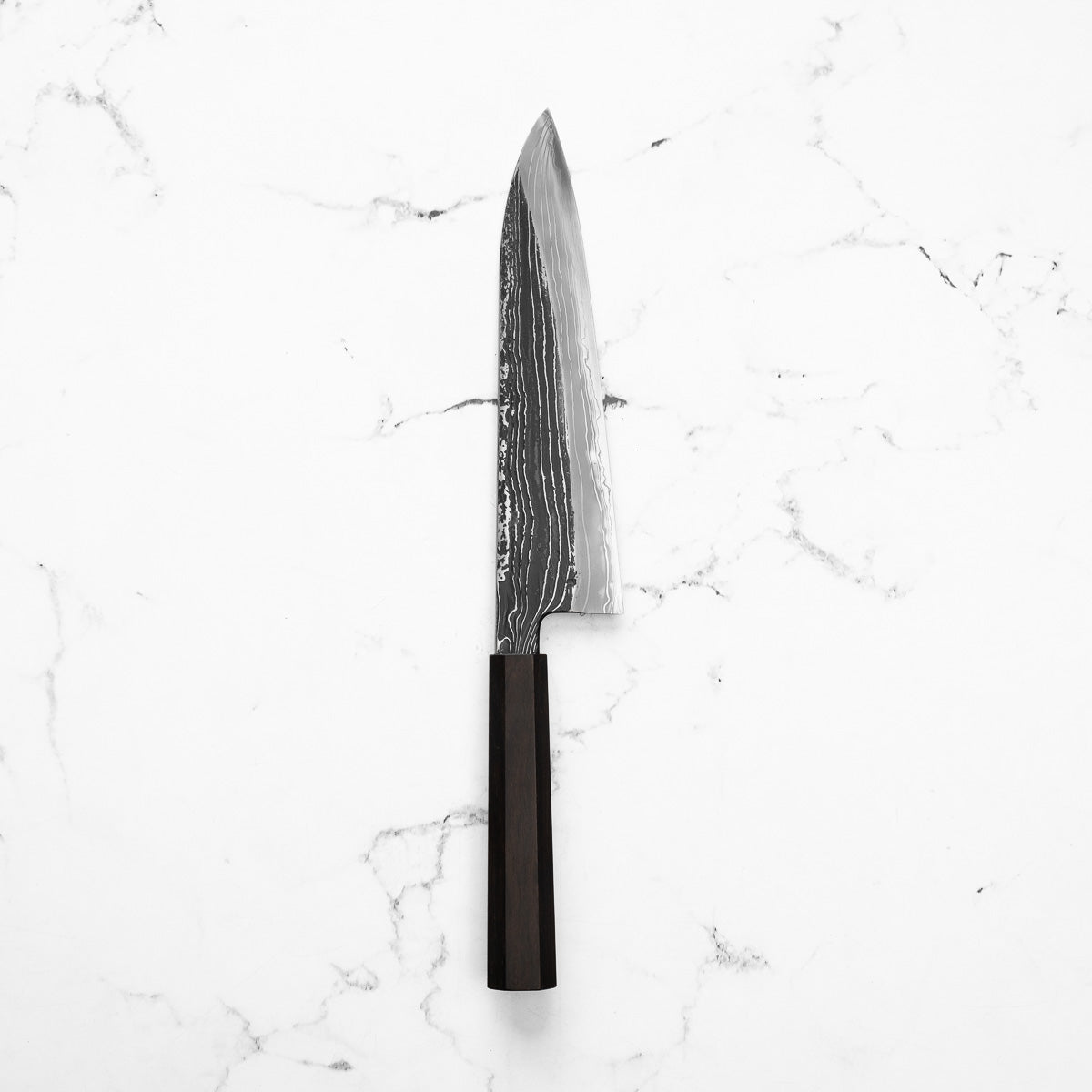 Masuda Blue 1 Damascus Kurouchi Gyuto 225mm - Ebony