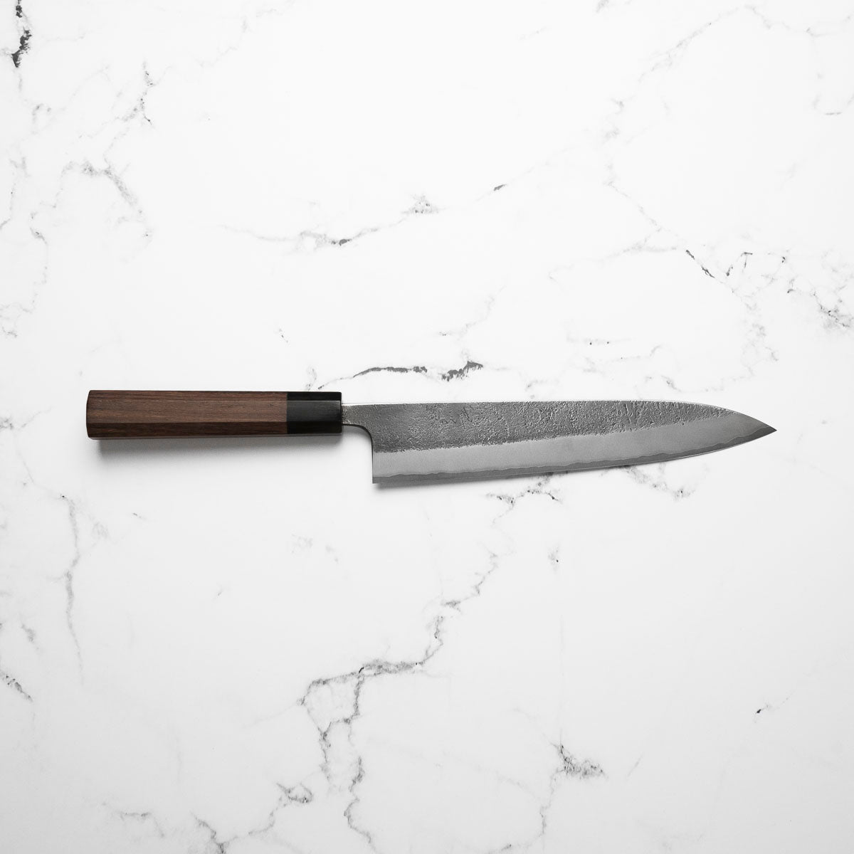 Wakui White 2 Stainless Clad Nashiji Gyuto 240mm - handle detail