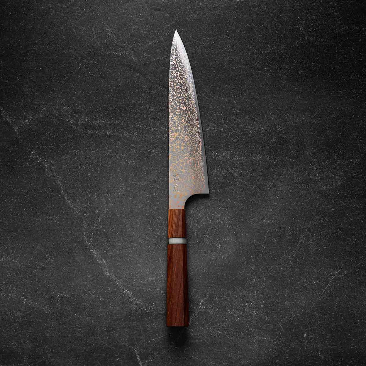 Seido "Niji" VG10W Rainbow Damascus - Sandalwood 3 Knife Set with Whetstone