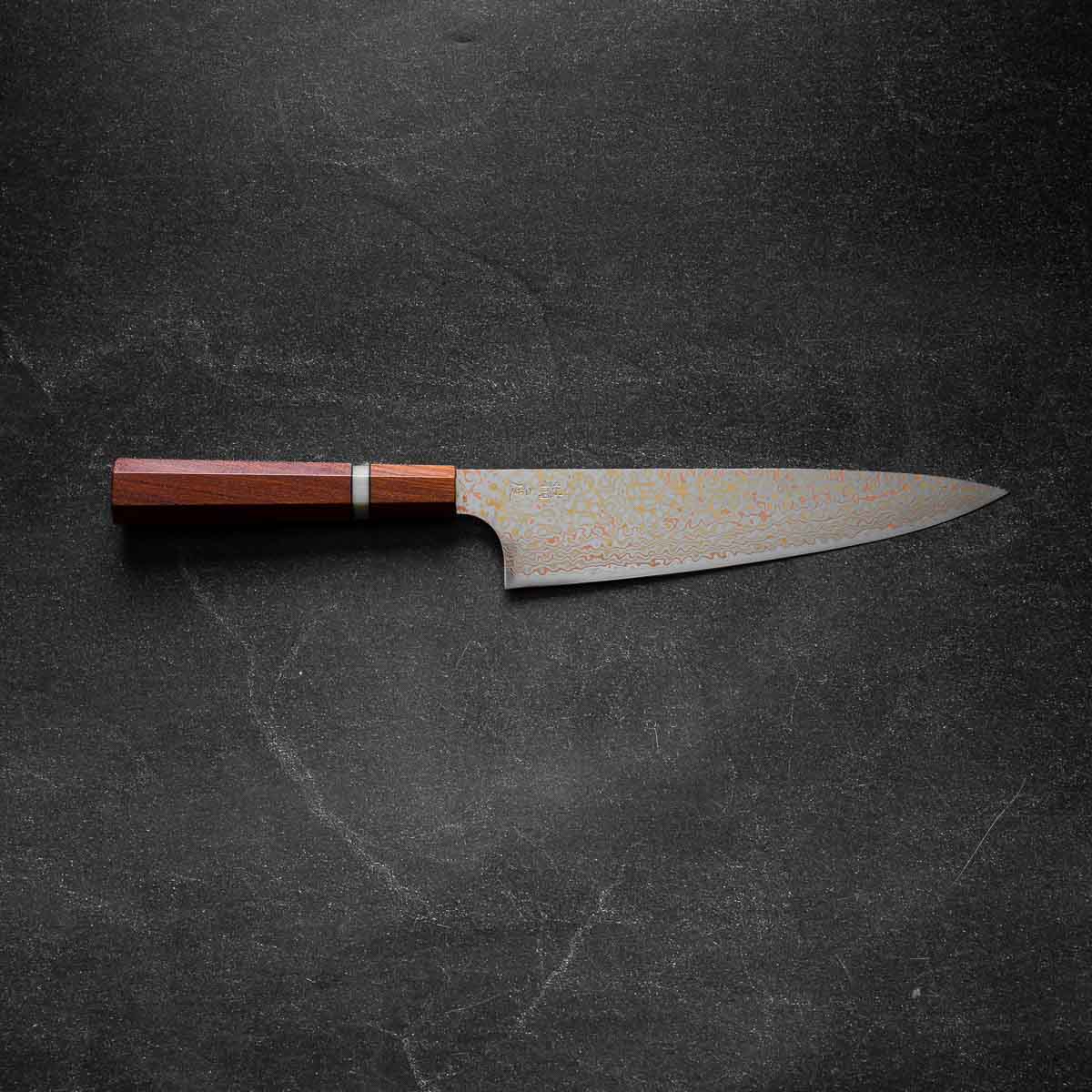 Seido "Niji" VG10W Rainbow Damascus - Sandalwood 3 Knife Set with Whetstone
