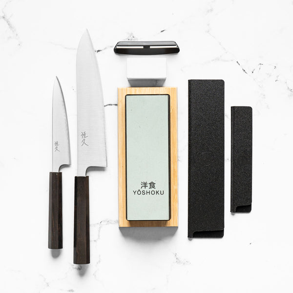 Tsunehisa Blue Super Migaki - 2 Knife Set w/Whetstone