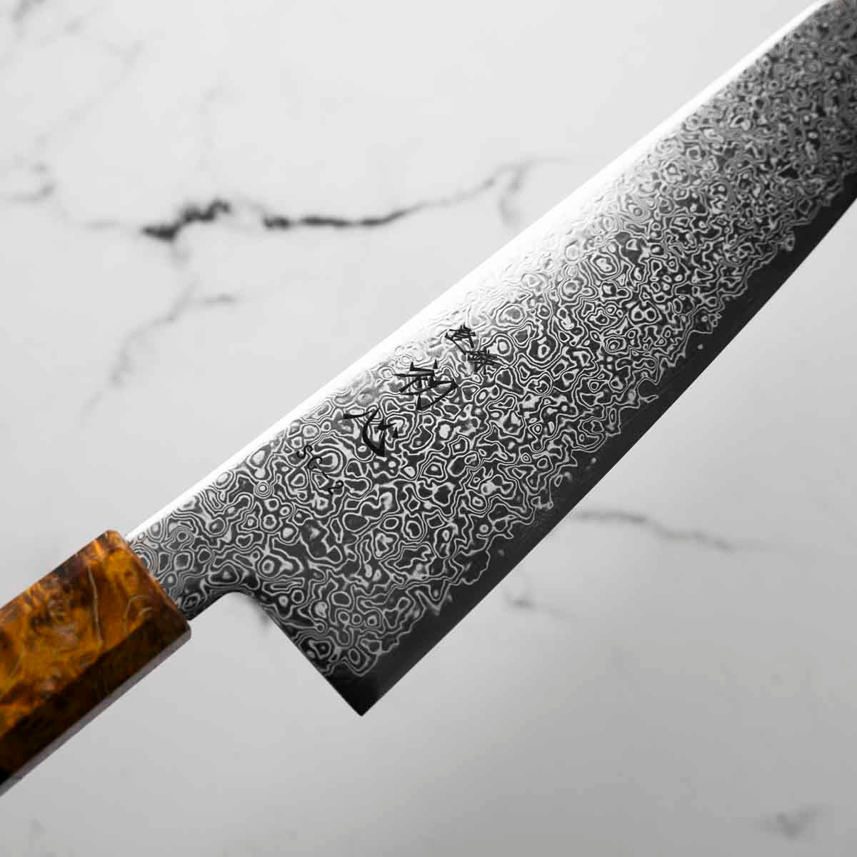 Hatsukokoro Saihyo SG2 Damascus Kiritsuke Gyuto 210mm - Golden Birch