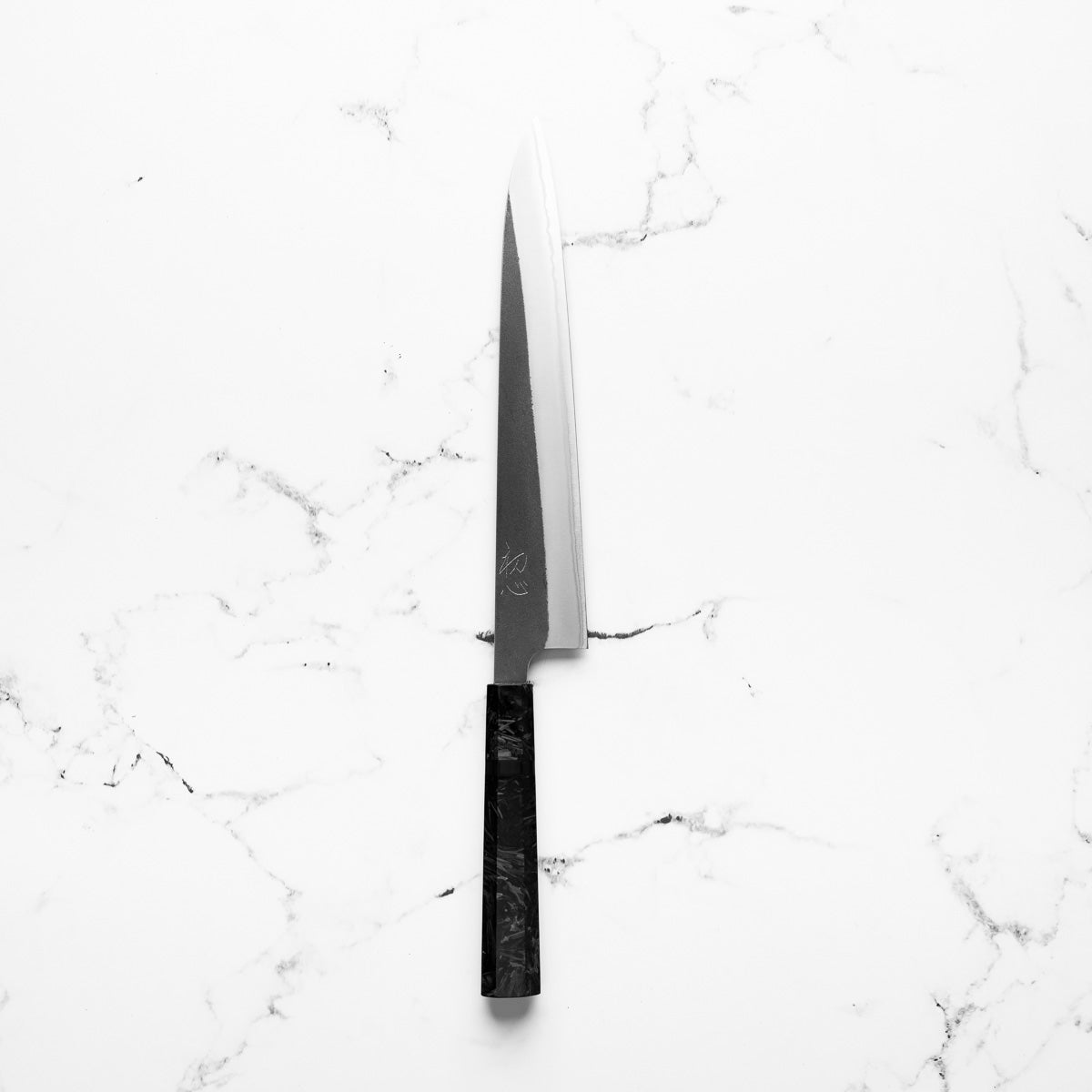 Yoshikane (Hatsukokoro) White 2 Kurouchi Nashiji Sujihiki 240mm - Dark Carbon Fibre