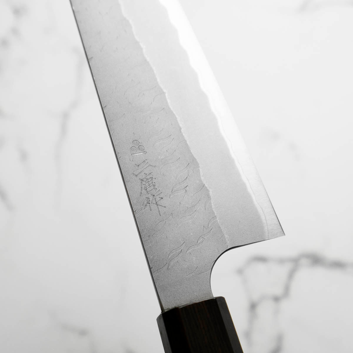 Nigara Hamono Blue Super Tsuchime Santoku 180mm - Ebony