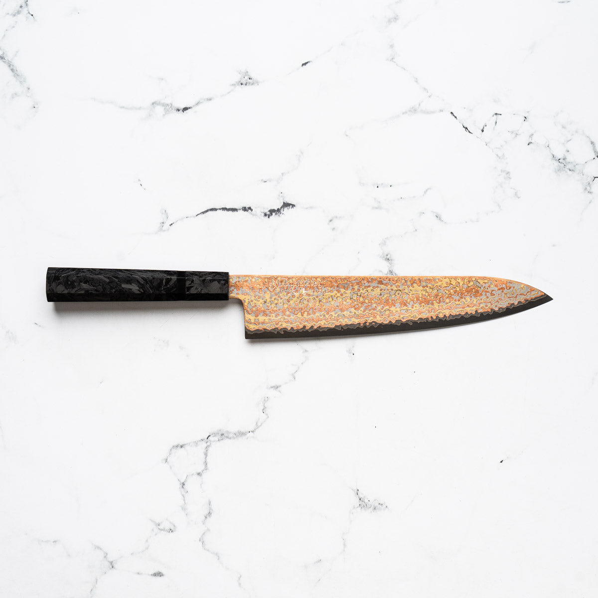 Hatsukokoro Hinotori V-Toku 2 Rainbow Damascus Gyuto 240mm - Dark Carbon Fibre