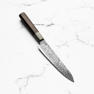 Hatsukokoro Ryuhyo Kurozome SG2 Damascus Petty 150mm - Persimmon