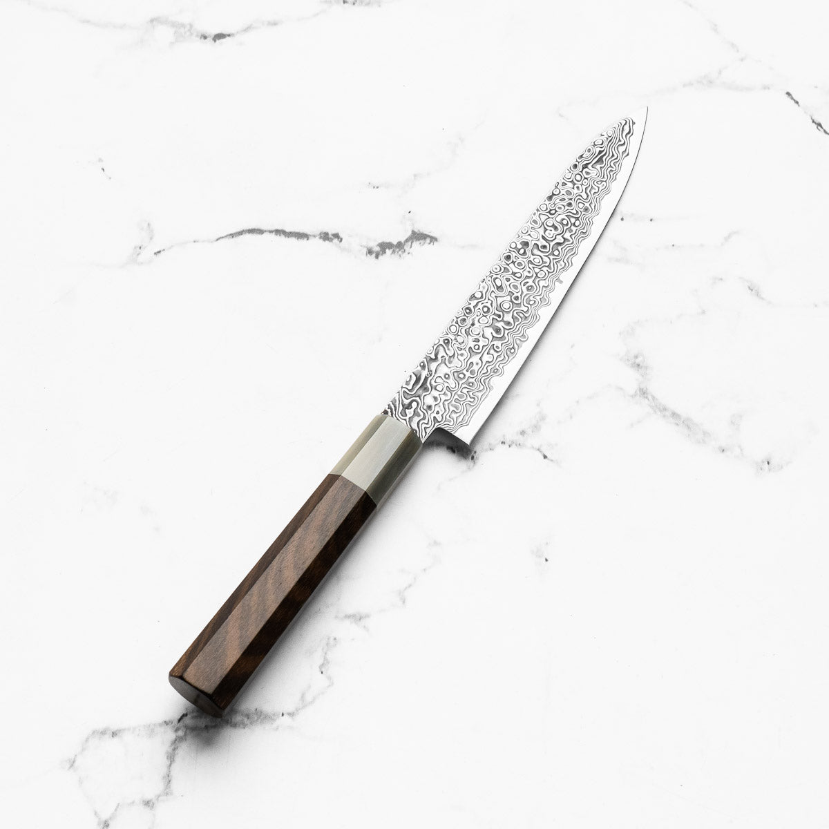 Hatsukokoro Ryuhyo Kurozome SG2 Damascus Petty 150mm - Persimmon