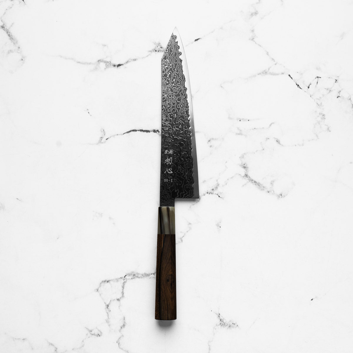 Hatsukokoro Ryuhyo Kurozome SG2 Damascus Kiritsuke Gyuto 210mm - Persimmon