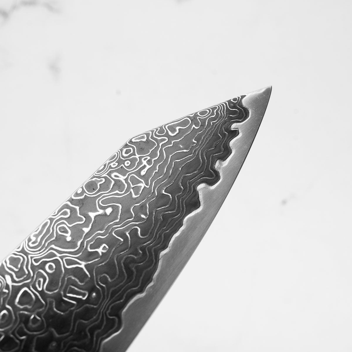 Hatsukokoro Ryuhyo Kurozome SG2 Damascus Kiritsuke Gyuto 210mm - Persimmon