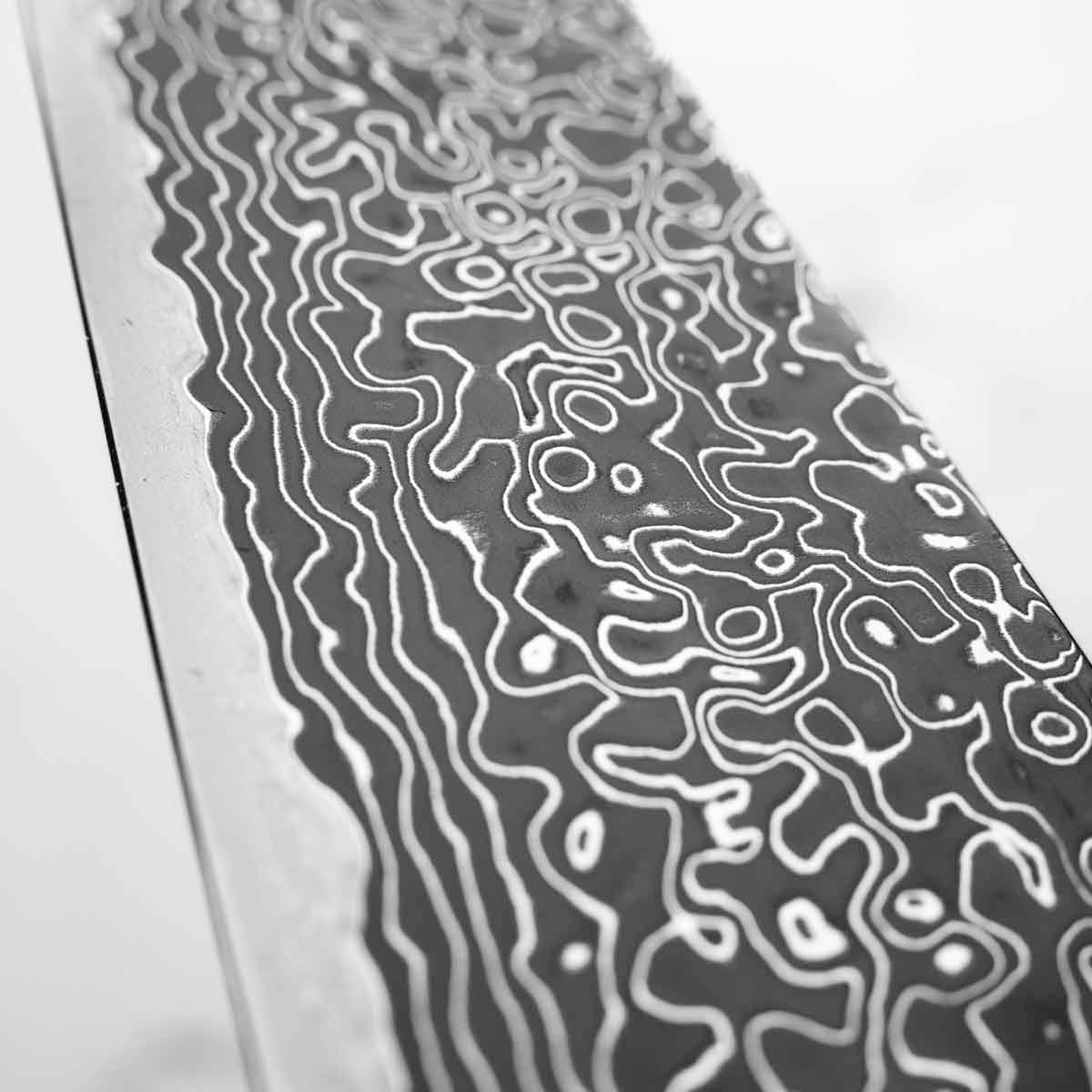 Hatsukokoro Ryuhyo Kurozome SG2 Damascus Bunka 180mm - Dark Carbon Fibre