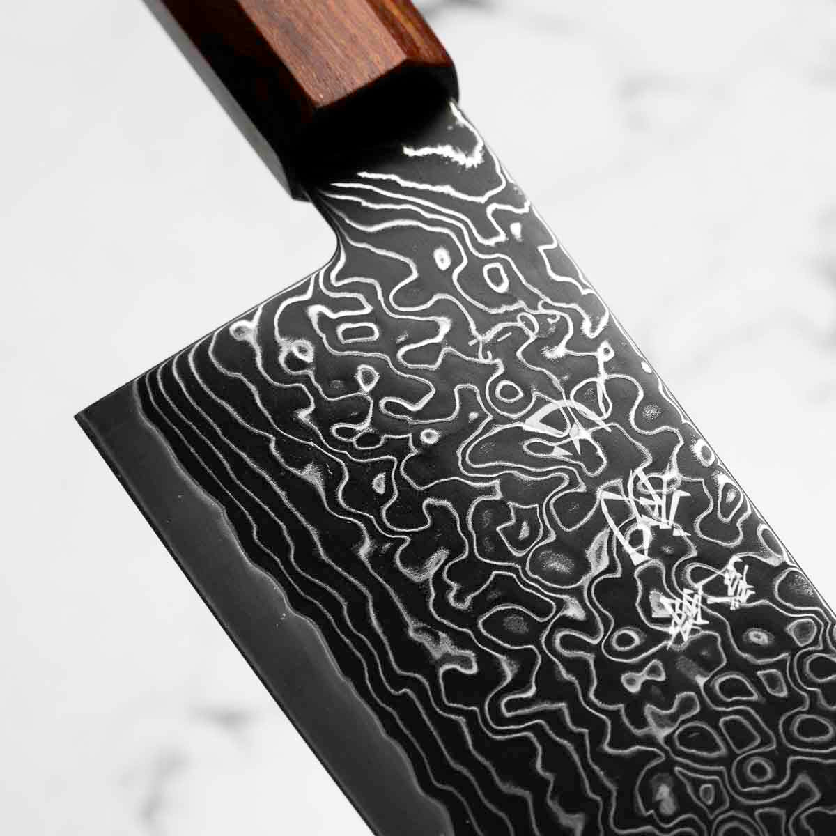 Hatsukokoro Ryuhyo Kurozome SG2 Damascus Bunka 180mm - Sandalwood