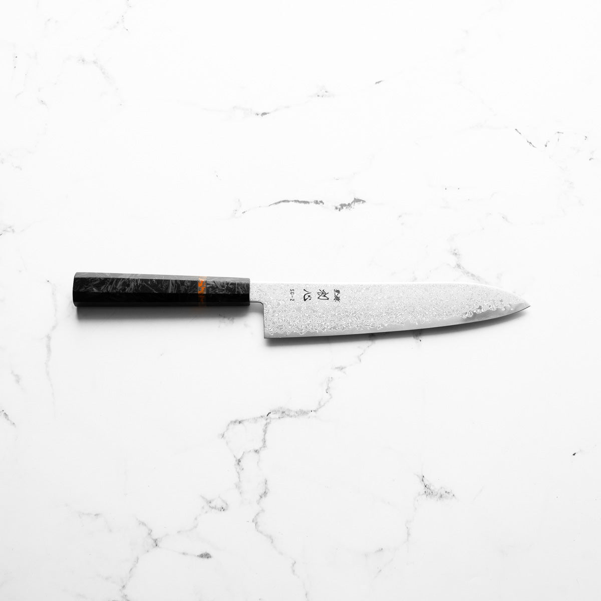 Hatsukokoro Saihyo SG2 Damascus Gyuto 210mm - Carbon Fibre