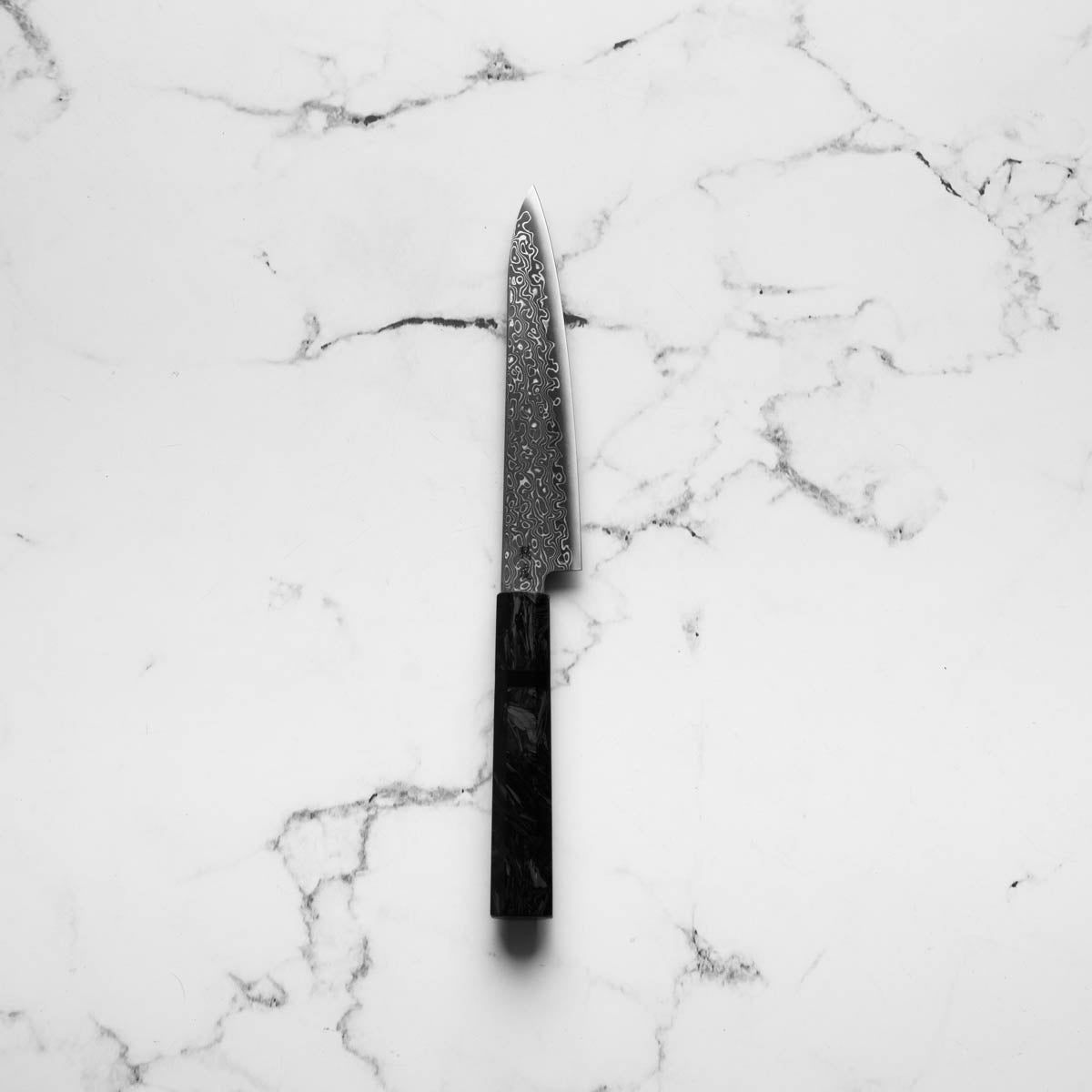Seido VG10 Kurozome Nickel Damascus Petty 150mm - Dark Carbon Fibre