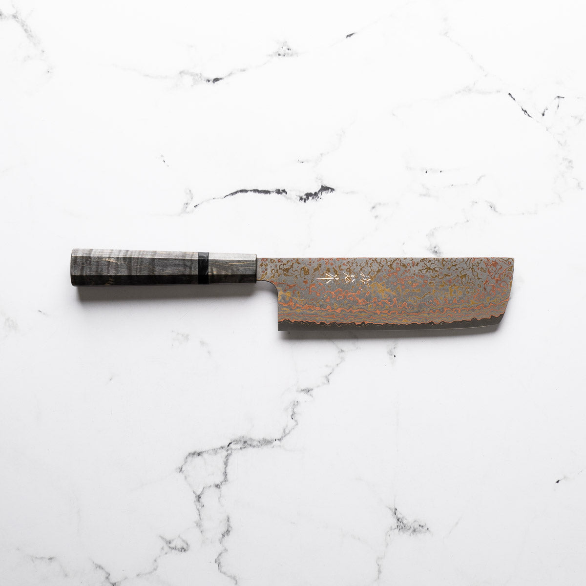 Takeshi Saji VG10-W Nashiji Rainbow Damascus Nakiri - Dark Maple