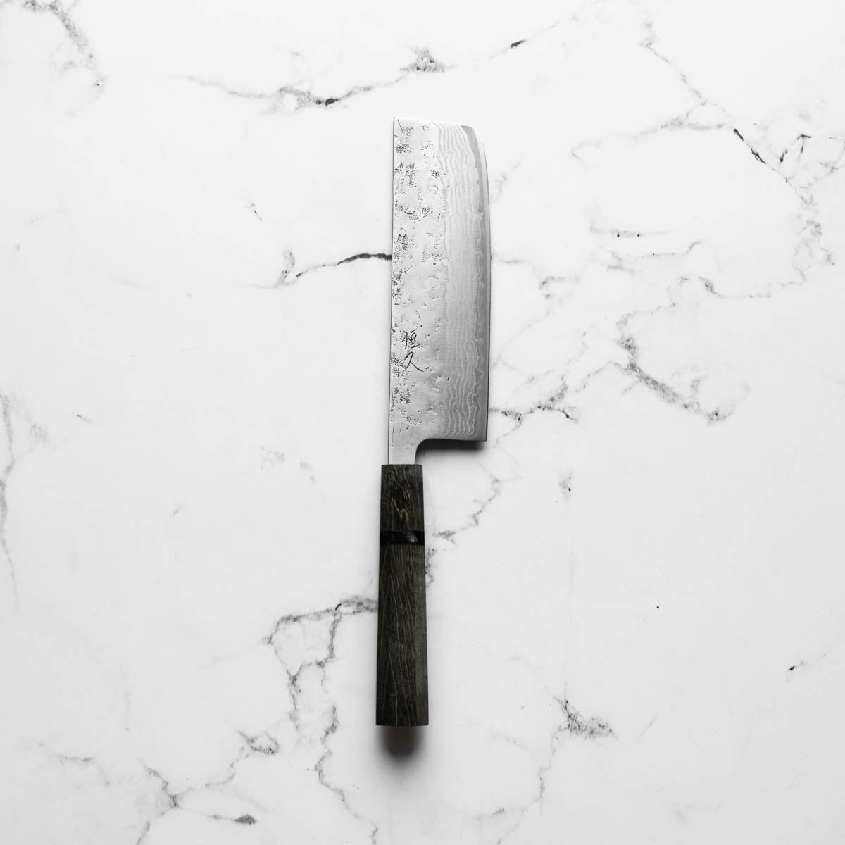 Tsunehisa Swedish Stainless Washiji Damascus Nakiri - Dark Maple