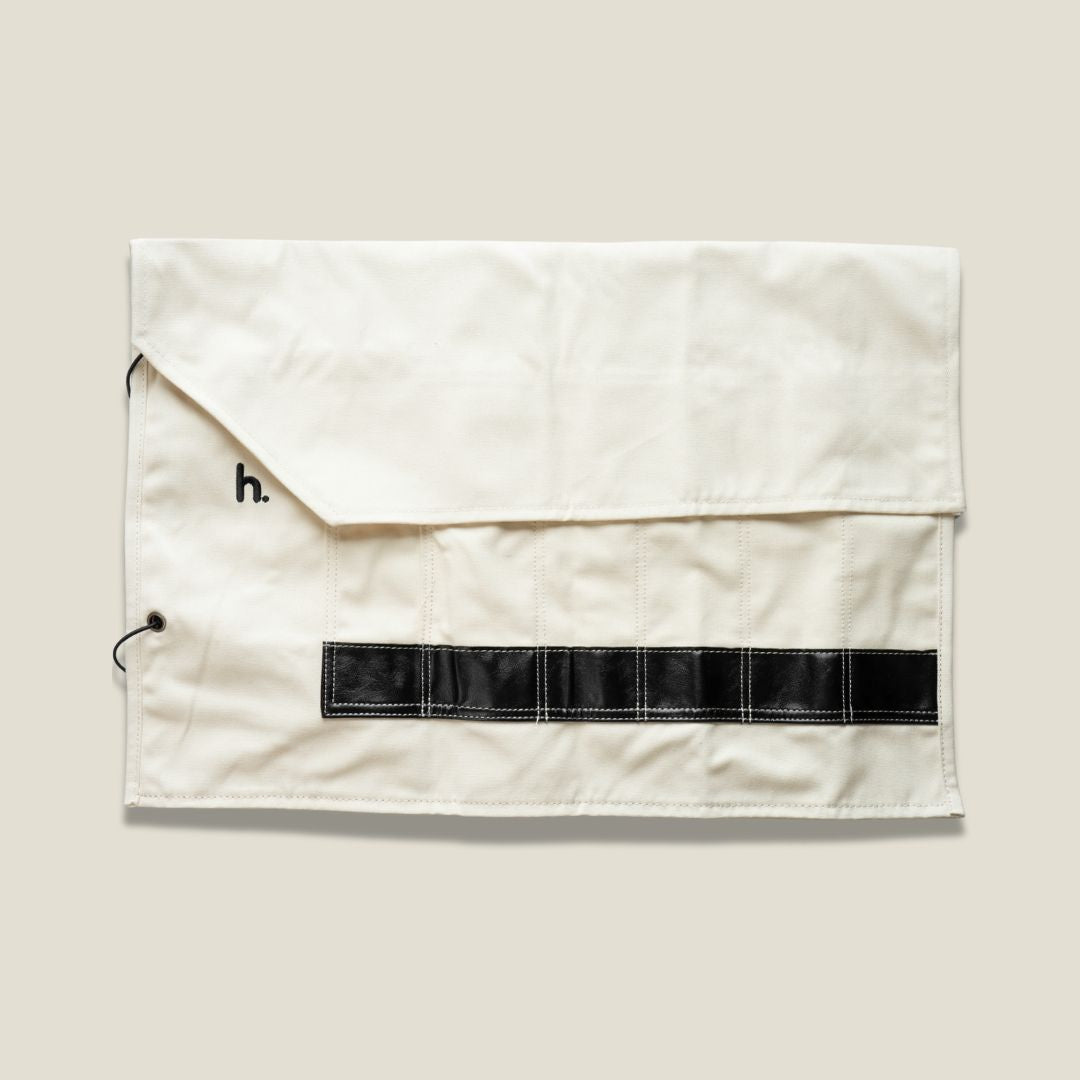 Habitat Canvas Knife Roll - 6 Slot - White