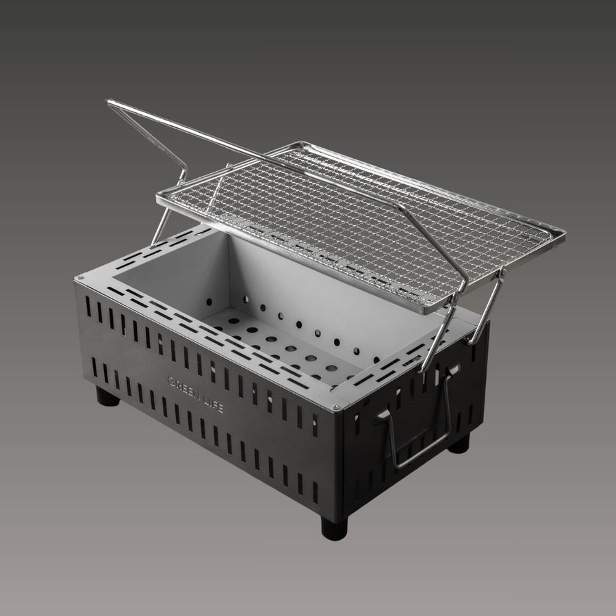 Green Life - Tabletop BBQ Grill Double Walled Liftable Grill - Grey