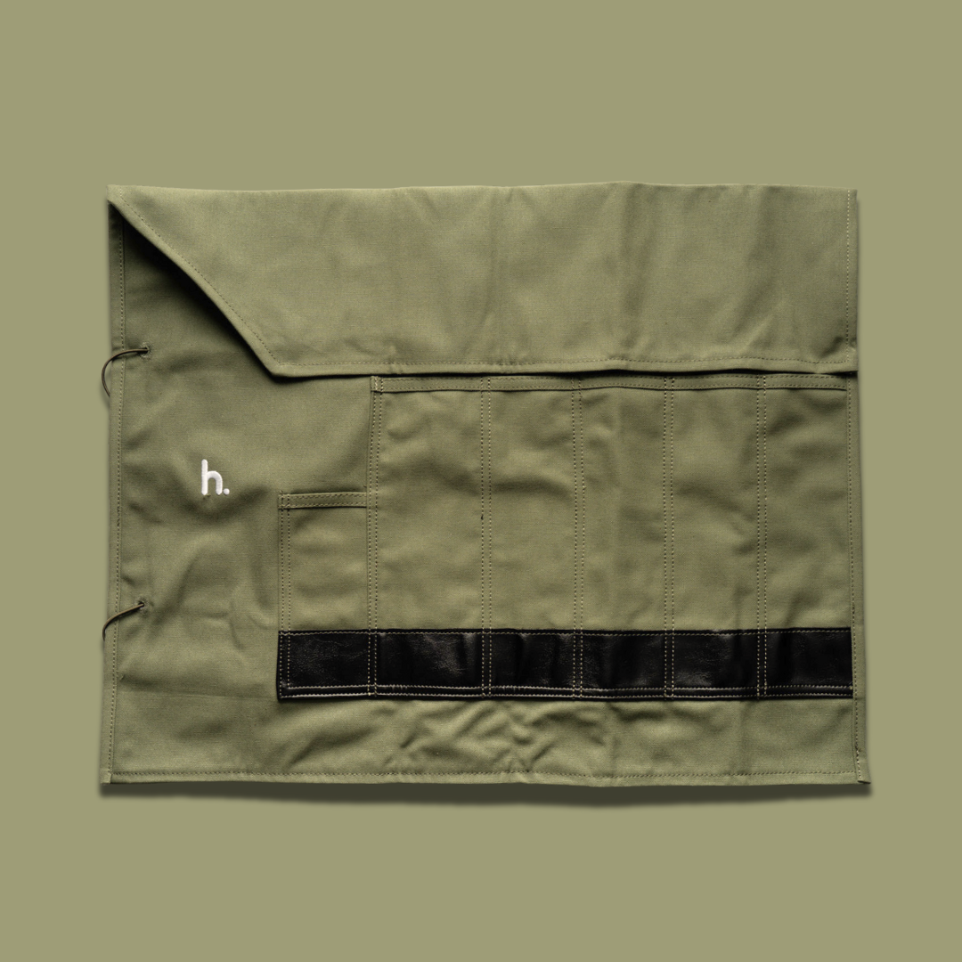 Habitat Canvas Knife Roll - 6 Slot - Dark Green
