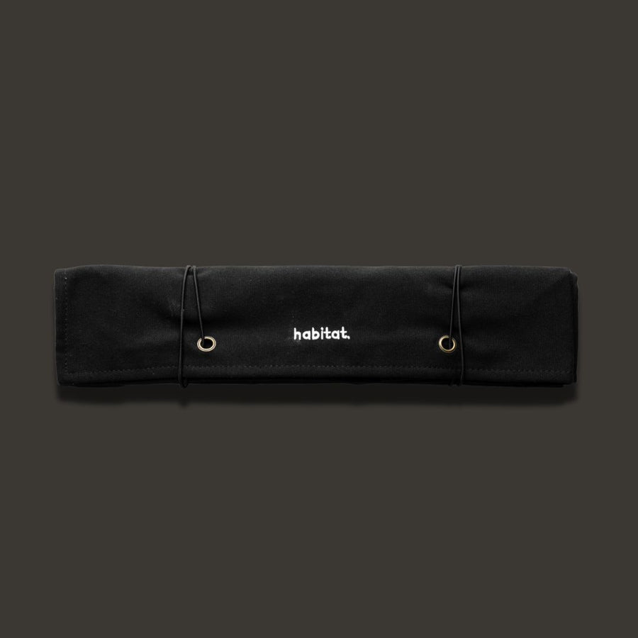 Habitat Canvas Knife Roll - 6 Slot - Black With Enamel Pins