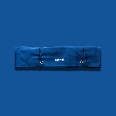 Habitat Canvas Knife Roll - 6 Slot - Blue With Enamel Pins - detail view