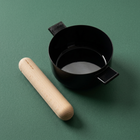 Fujita Kinzoku - Frying Pan Jiu Soup Small Black + Handle Set - Beechwood