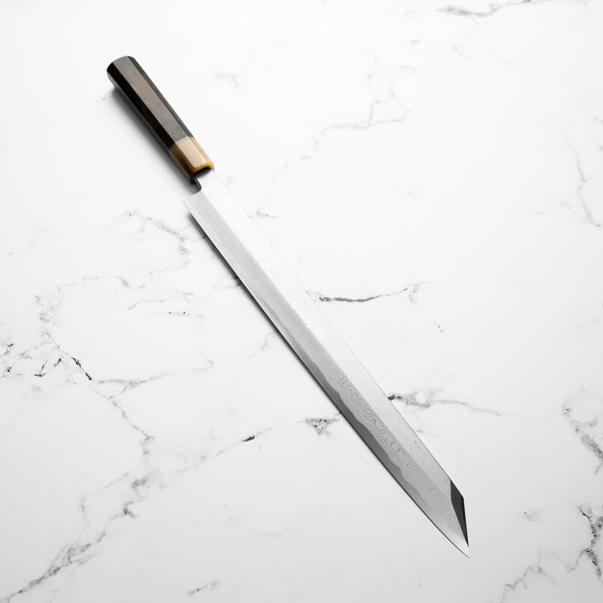 Yamawaki Hamono Nakagawa Satoshi Blue 1 Damascus Kiritsuke Yanagiba 360mm