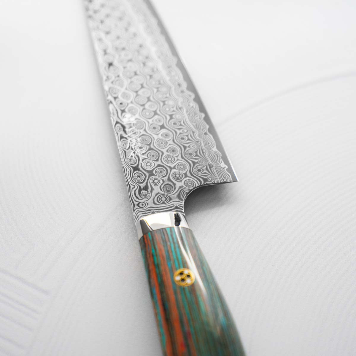 Nigara Hamono SG2 Raindrop Damascus Gyuto 240mm - Turquoise