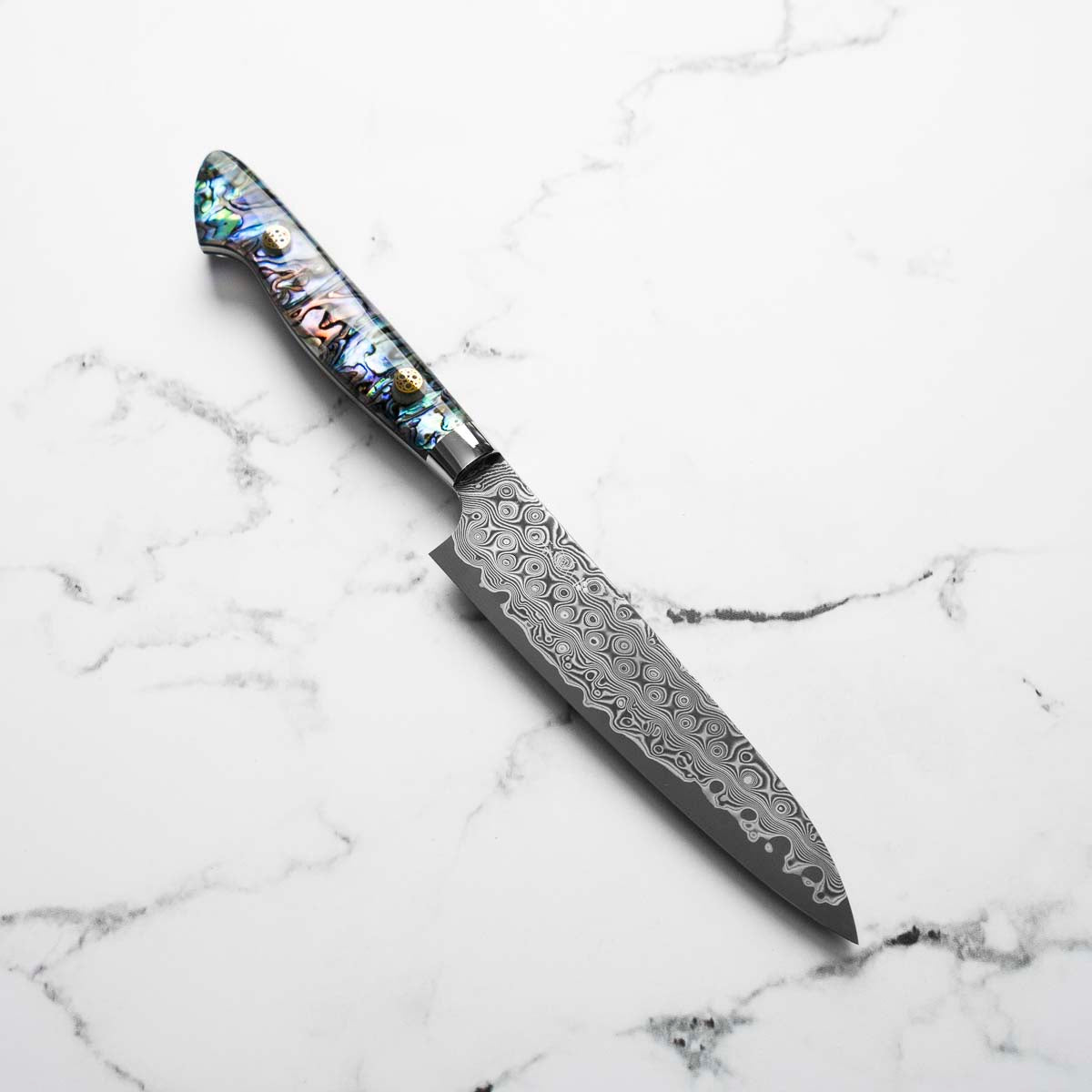 Nigara Hamono "Anmon" SG2 Damascus Petty 150mm - Western Abalone Handle