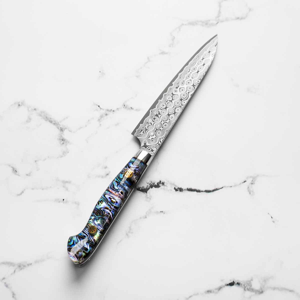 Nigara Hamono "Anmon" SG2 Damascus Petty 150mm - Western Abalone Handle