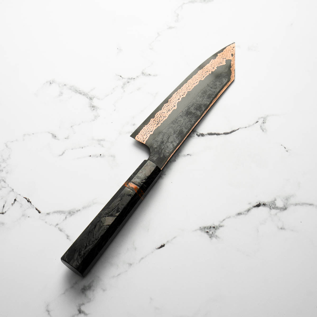 Hatsukokoro Yorokobi SLD Kurouchi Damascus Bunka 180mm - Carbon Fibre