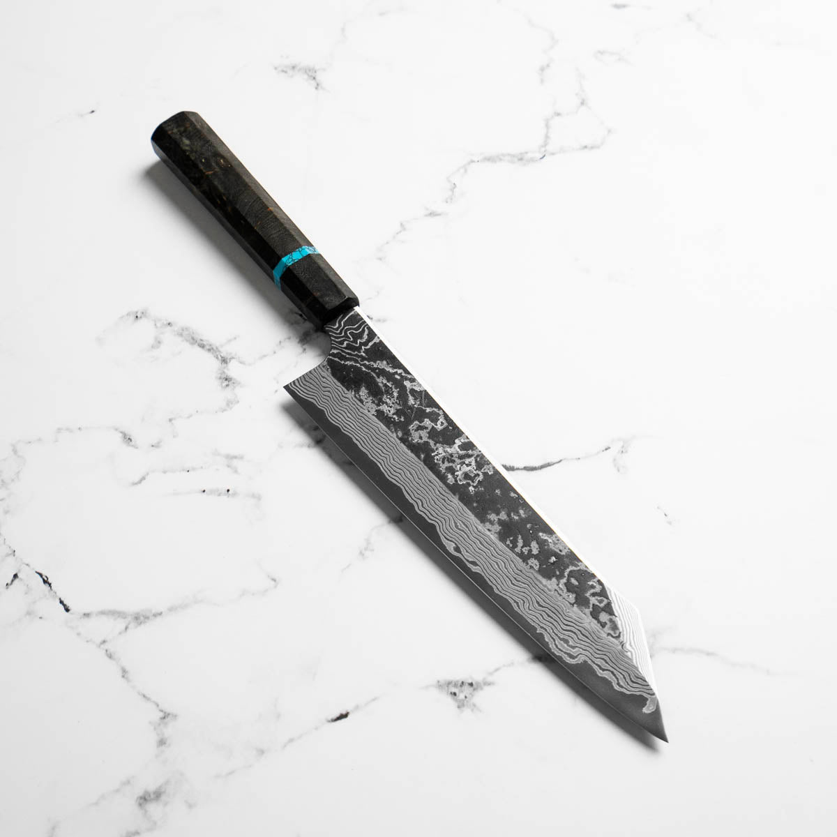 Hatsukokoro SLD Kurouchi Damascus Kiritsuke Gyuto 240 - Maple Turquoise