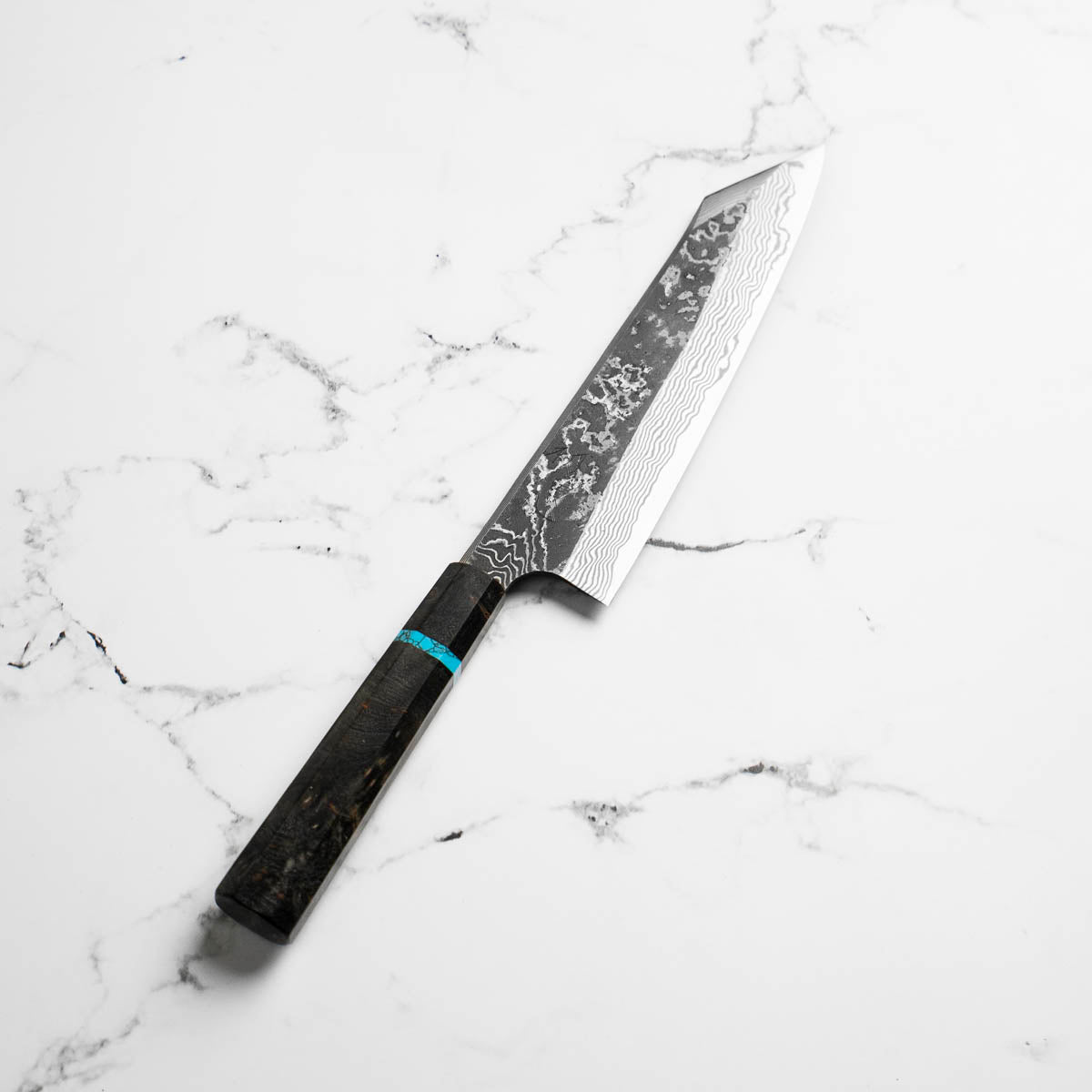 Hatsukokoro SLD Kurouchi Damascus Kiritsuke Gyuto 240 - Maple Turquoise