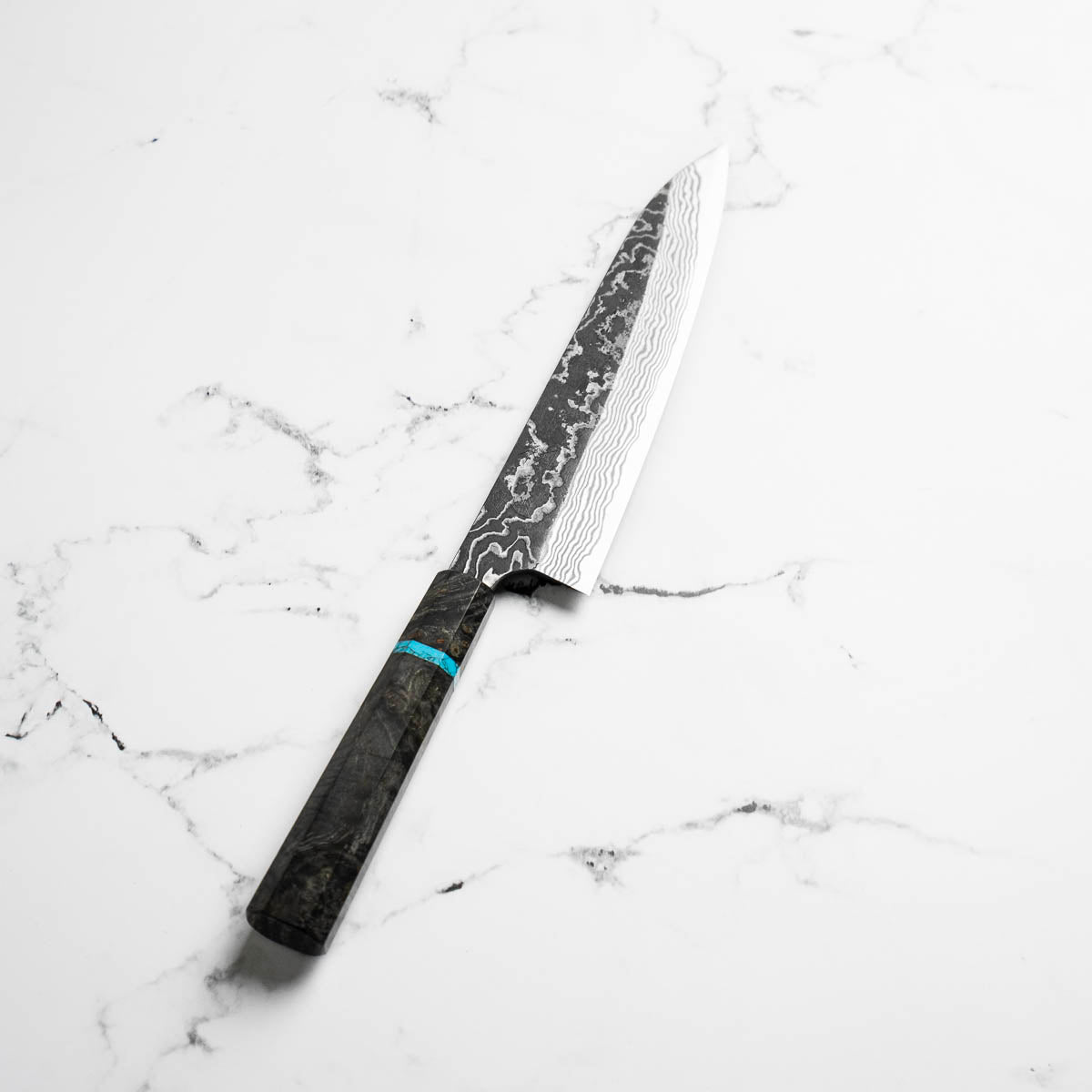 Hatsukokoro SLD Kurouchi Damascus Gyuto 240mm - Maple Turquoise