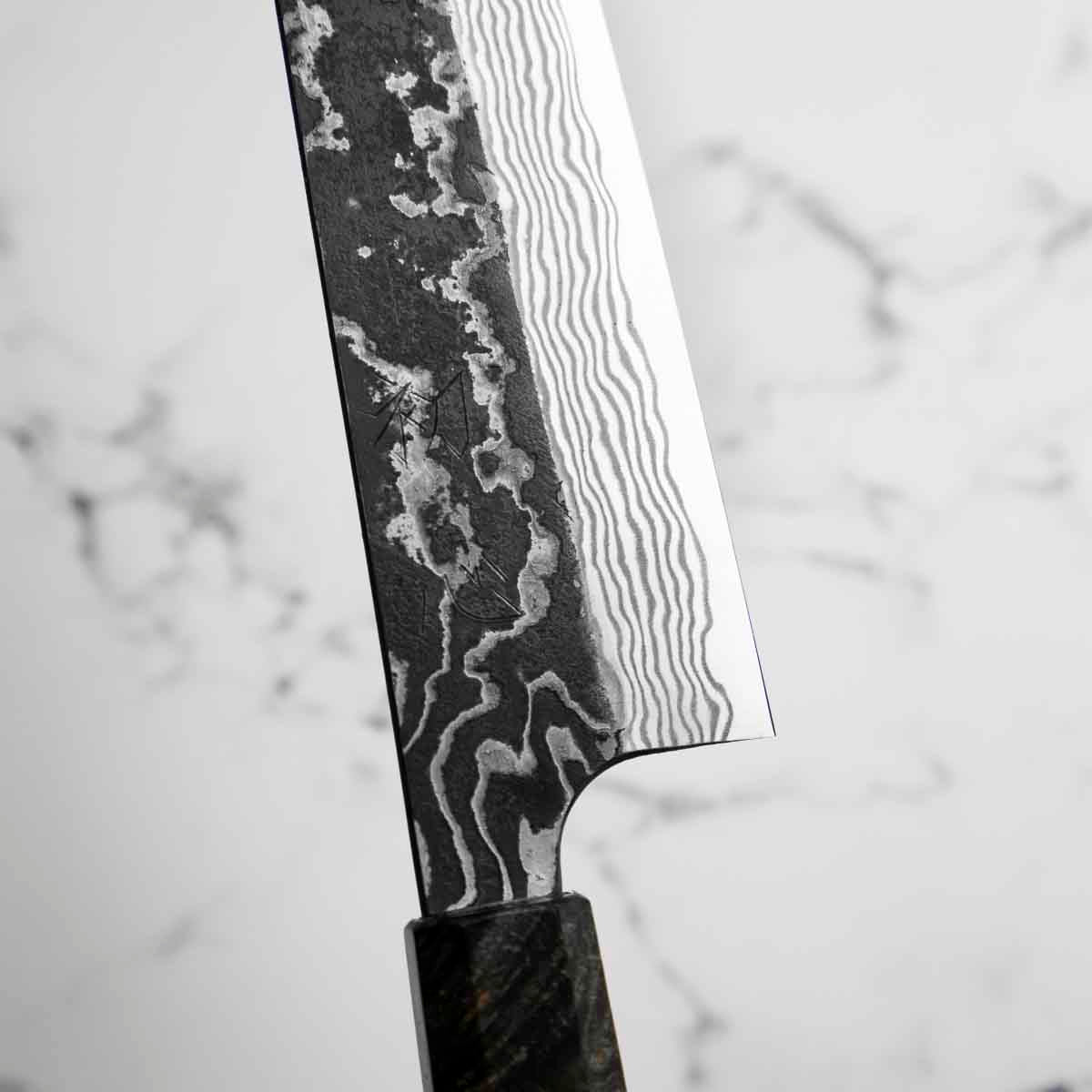 Hatsukokoro SLD Kurouchi Damascus Gyuto 240mm - Maple Turquoise