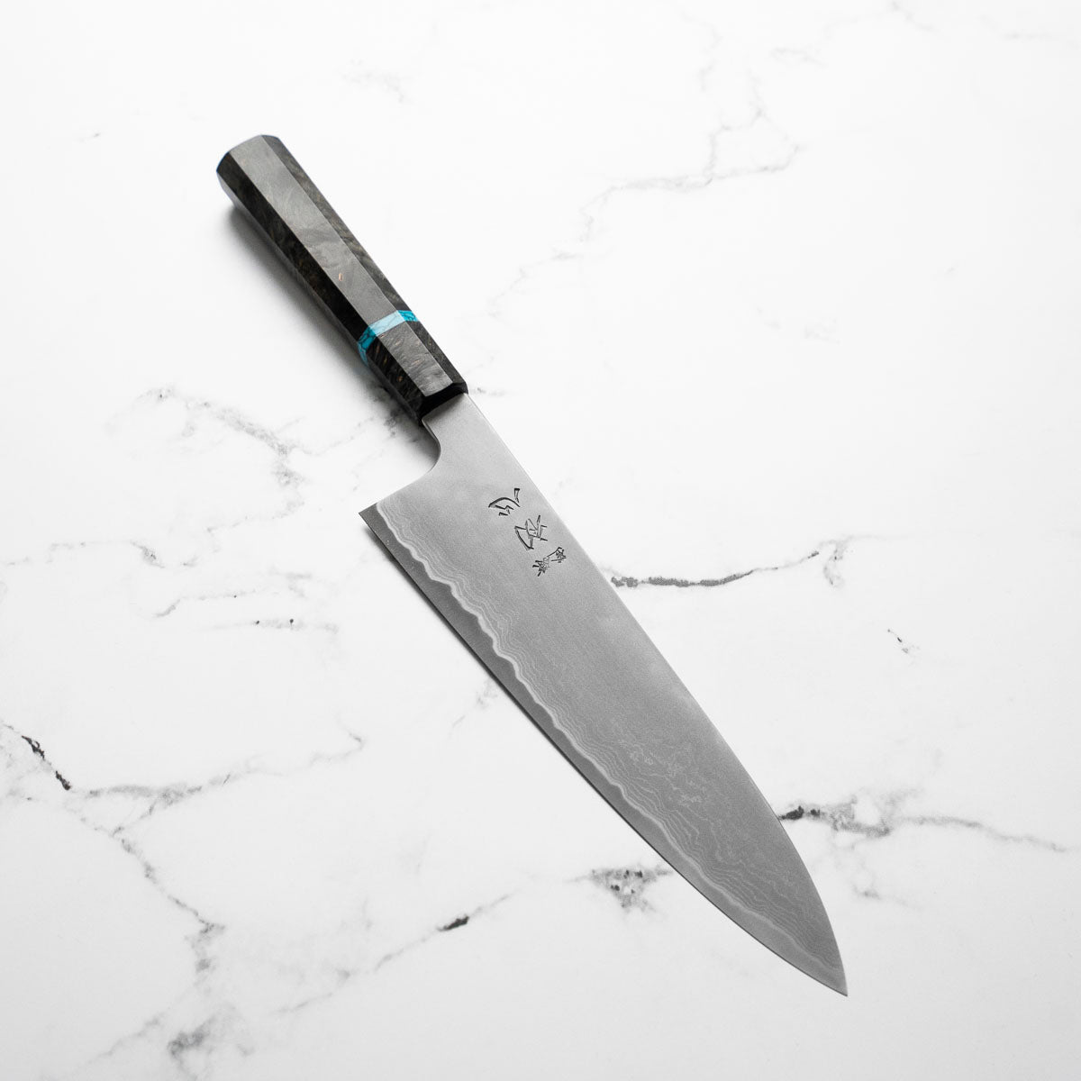 Hatsukokoro Blue 1 Damascus Gyuto 210mm - Turquoise