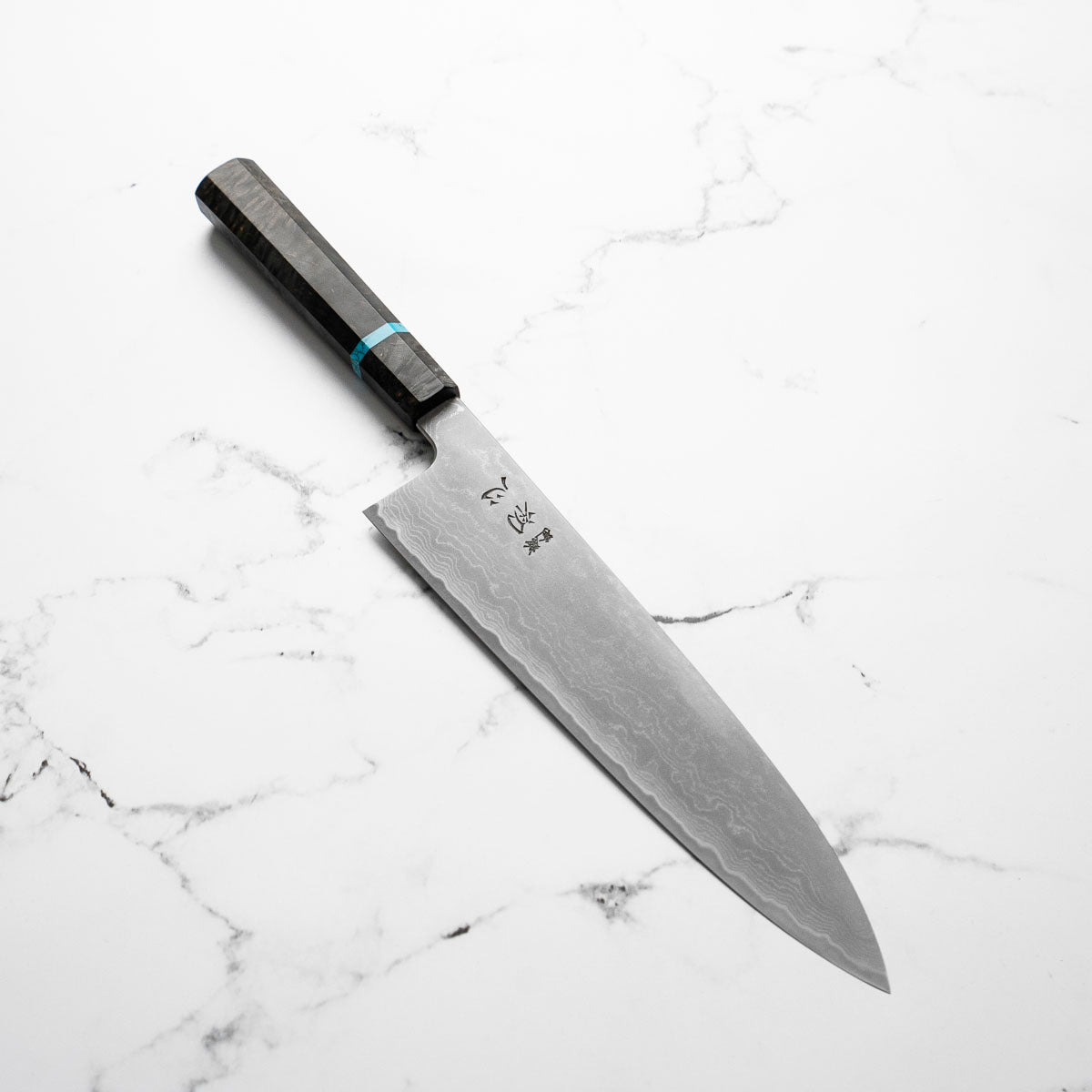 Hatsukokoro Blue 1 Damascus Gyuto 240mm - Turquoise