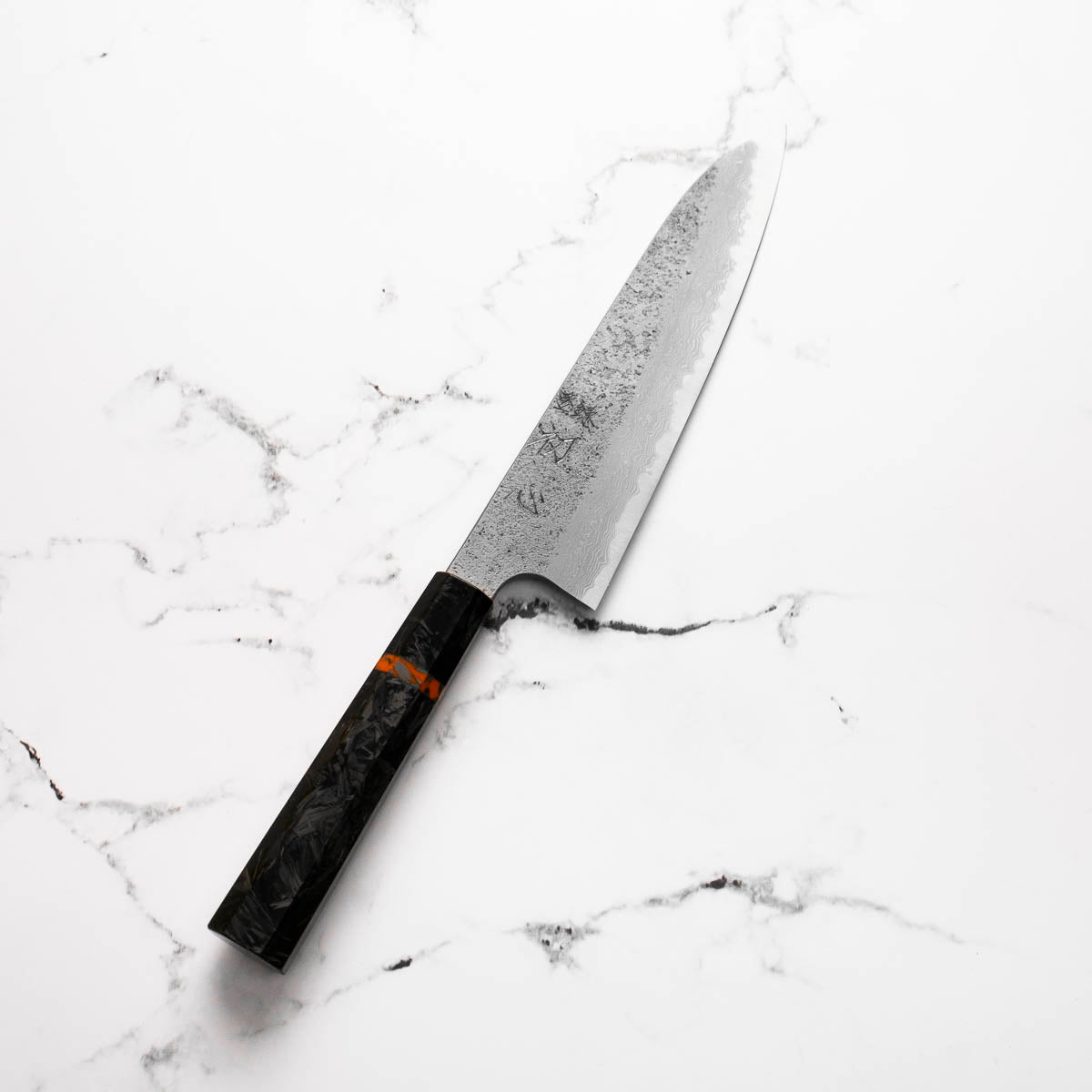 Hatsukokoro Ryusui Blue 2 Damascus Gyuto 210mm - Carbon Fibre